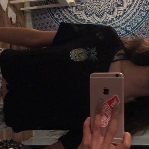 Pineapple/ Black crop top